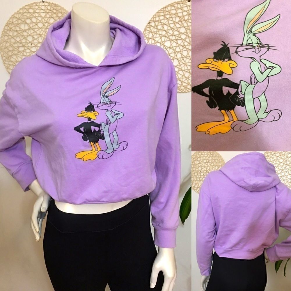 Looney Tunes Bugs & Daffy Cropped Hoodie‎